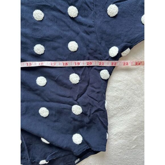 Zara EUC Navy Polkadot Button Down Shirt Blouse Size S - Picture 8 of 8